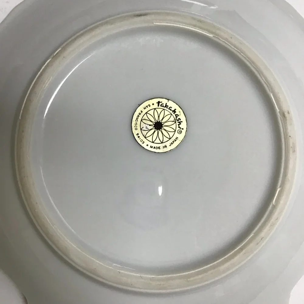 Vintage Takahashi Blue Floral Shell Shape Soap Dish Vanity Trinket Sea Japan